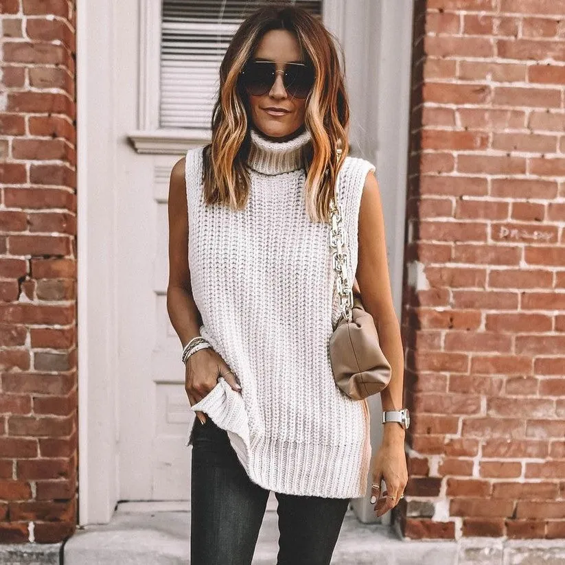Casual Pile Collar High-collared Sweaters Mini Dresses Black