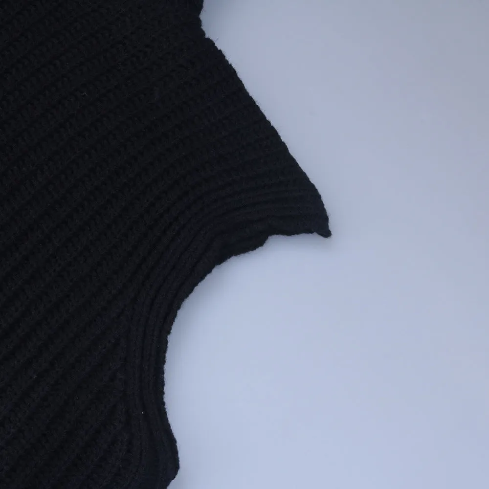 Casual Pile Collar High-collared Sweaters Mini Dresses Black