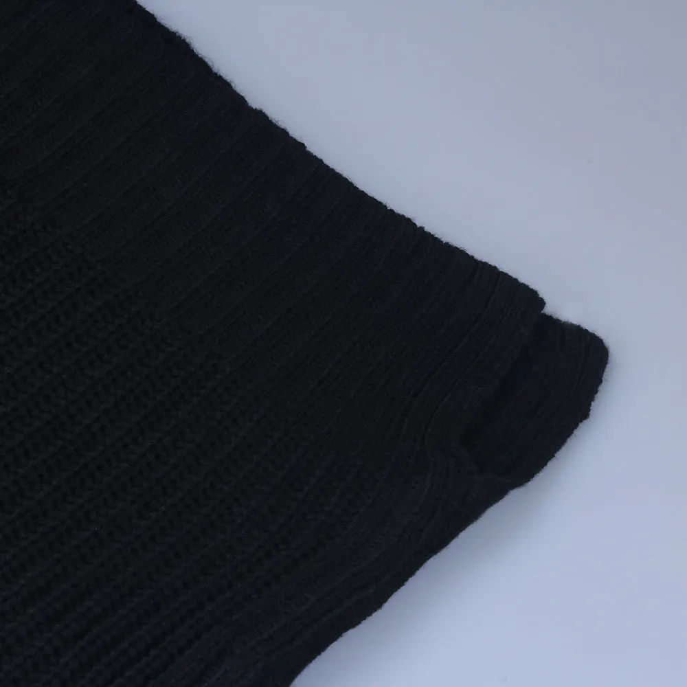 Casual Pile Collar High-collared Sweaters Mini Dresses Black