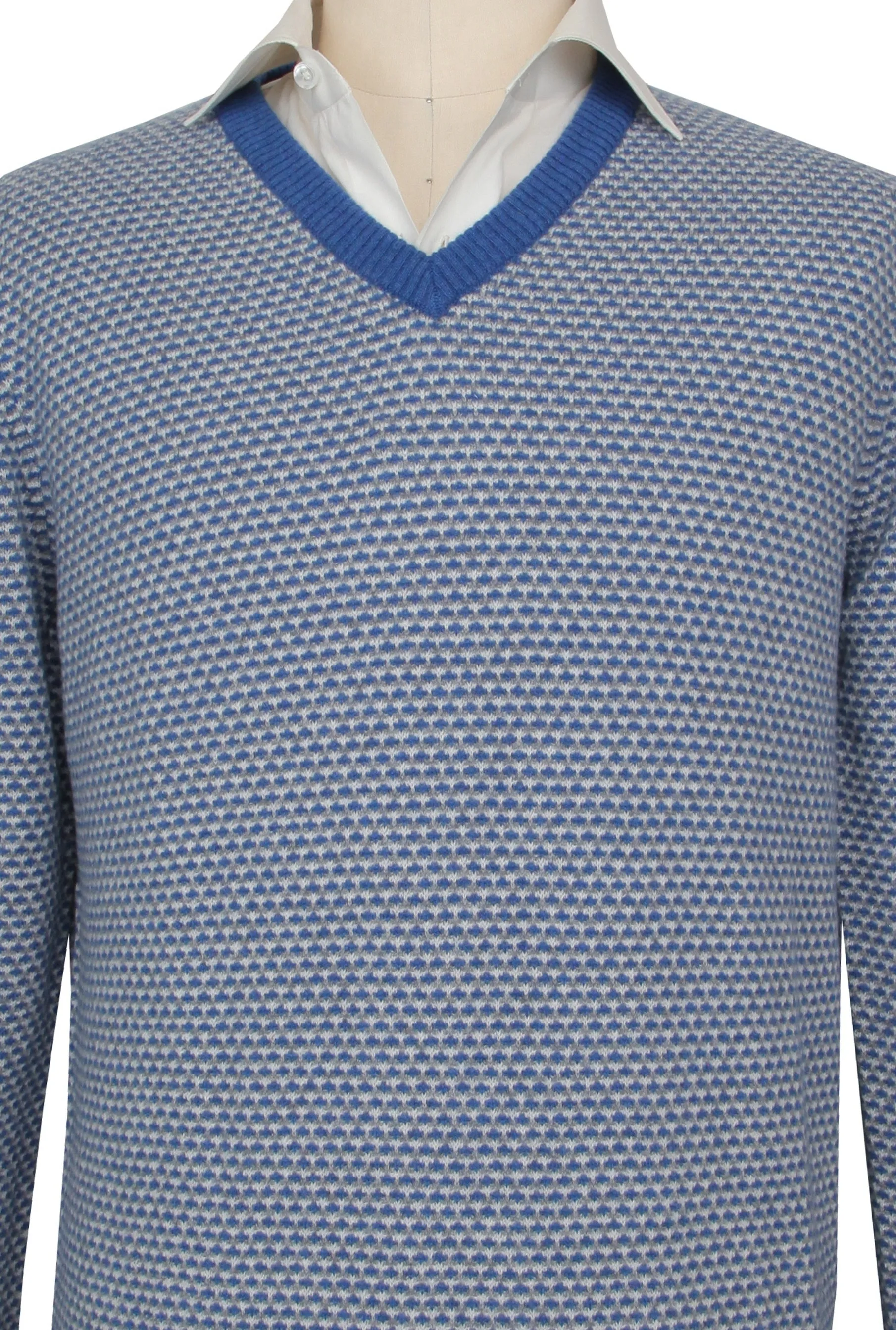 Cesare Attolini Blue V-Neck Sweater