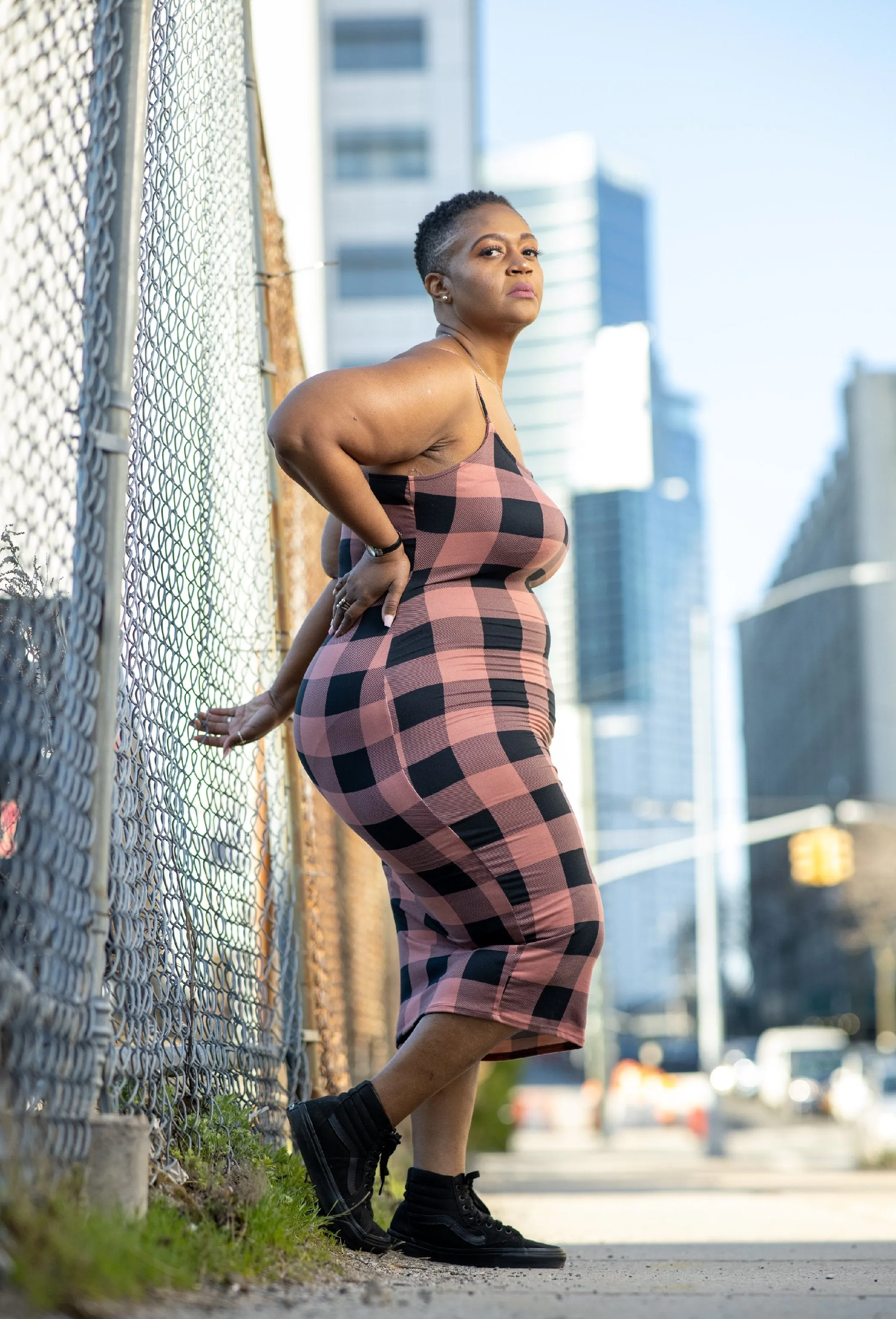 Checkered Midi Dress