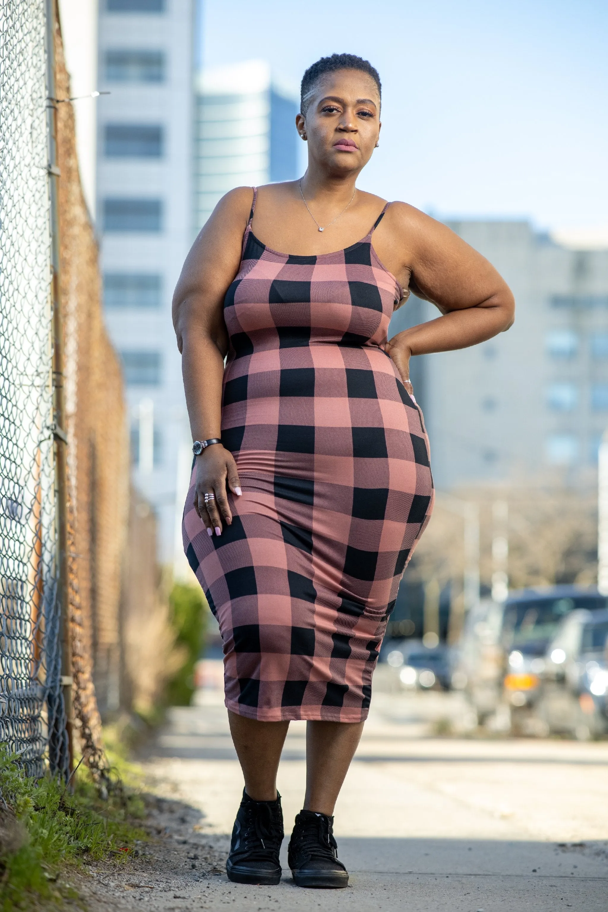 Checkered Midi Dress