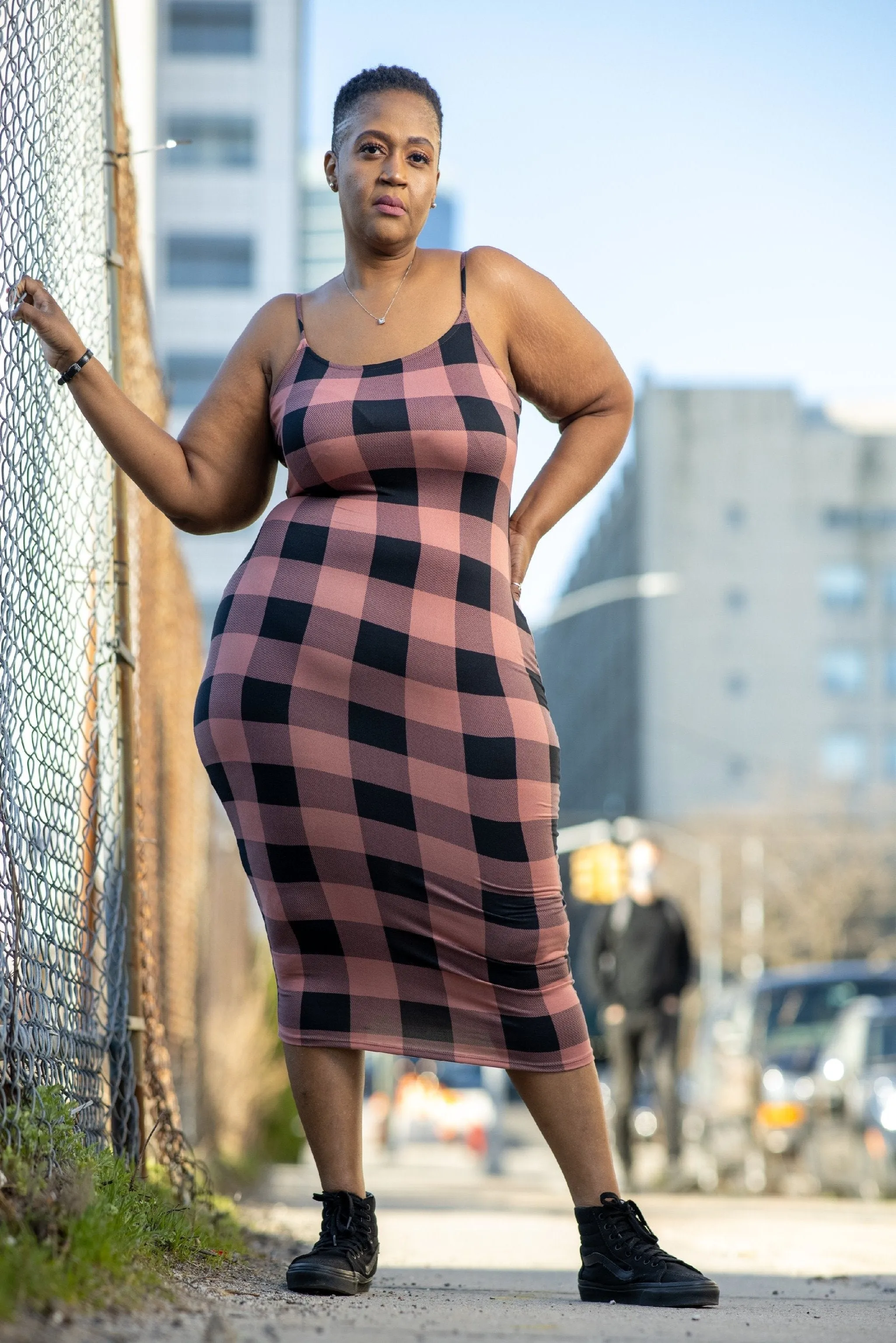 Checkered Midi Dress