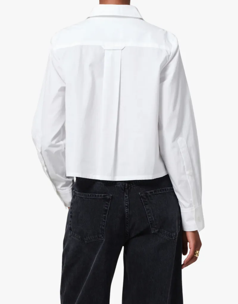Citizens of Humanity Fino Boxy Cropped Tuxedo Button Up Shirt in White