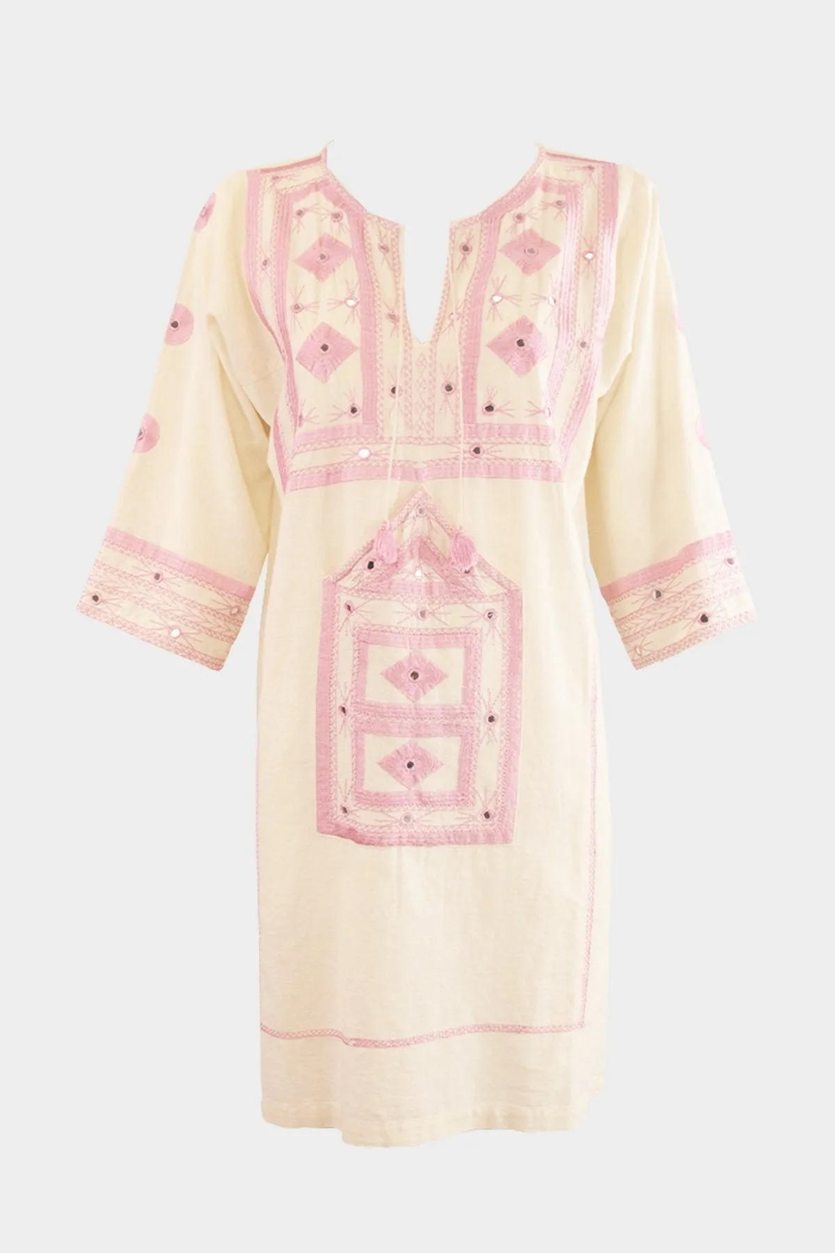 Clara Short Dress in Ecru Coral