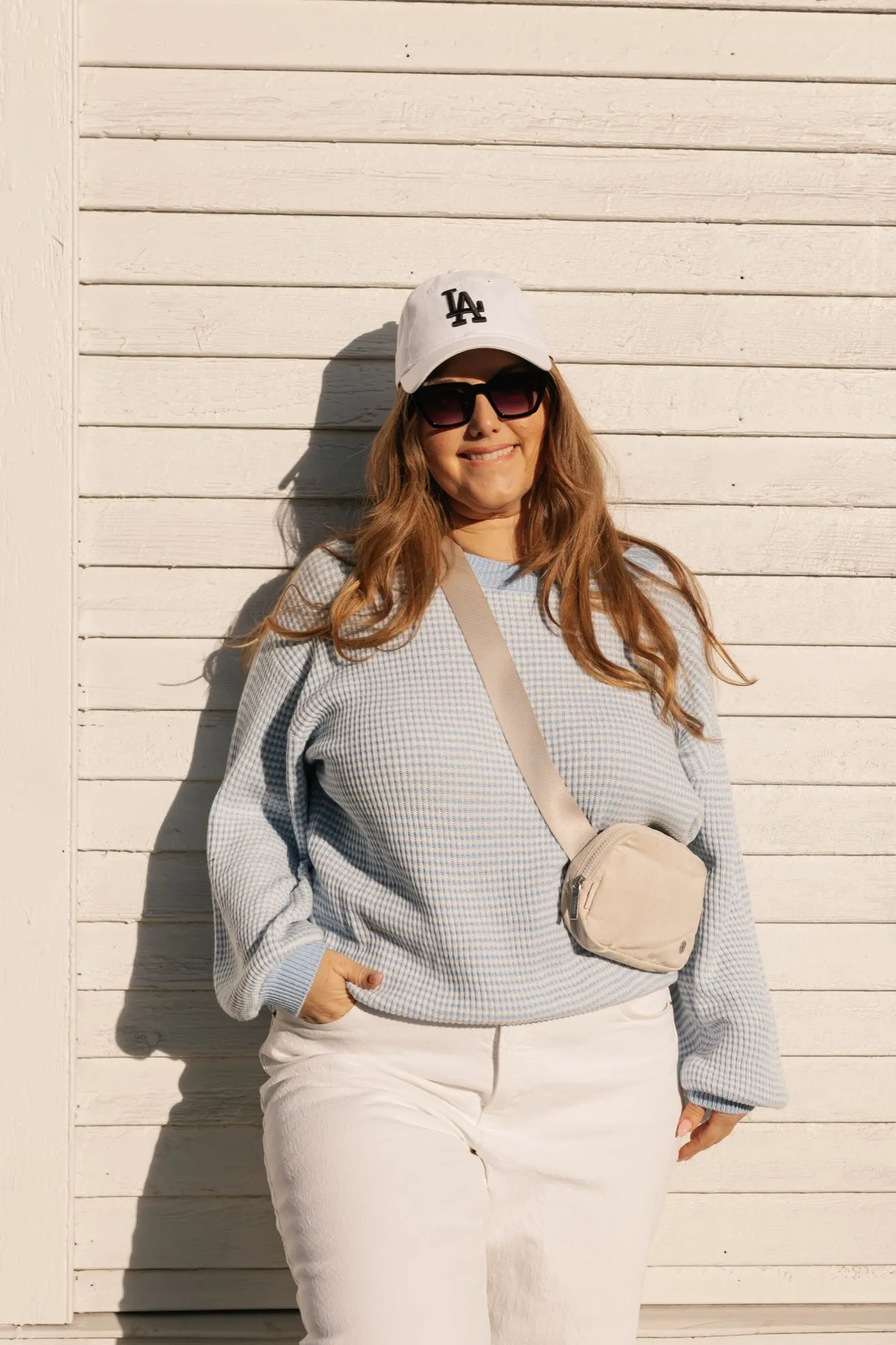 Clara Sweater in Blue/Ivory Stripe