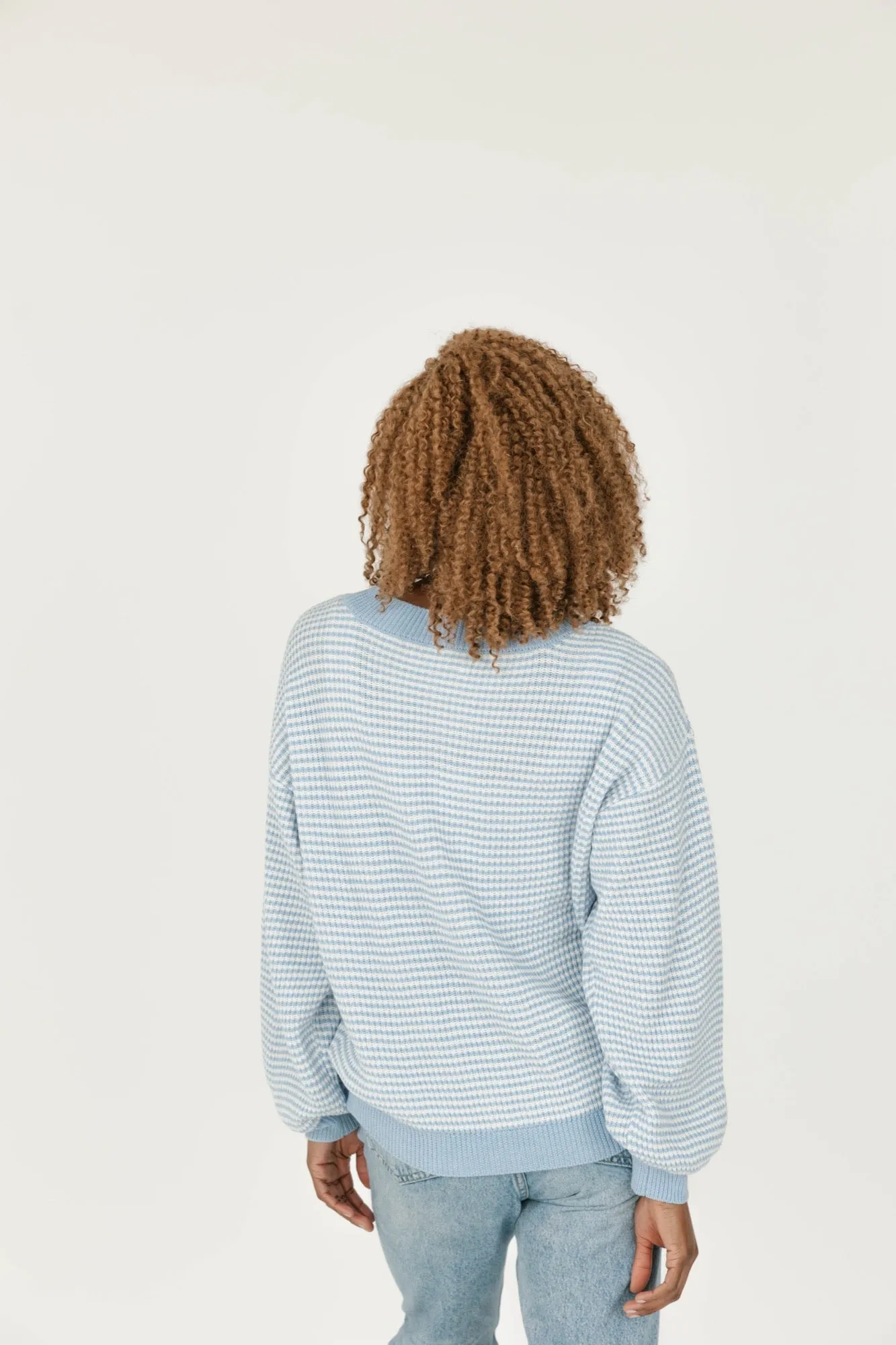 Clara Sweater in Blue/Ivory Stripe