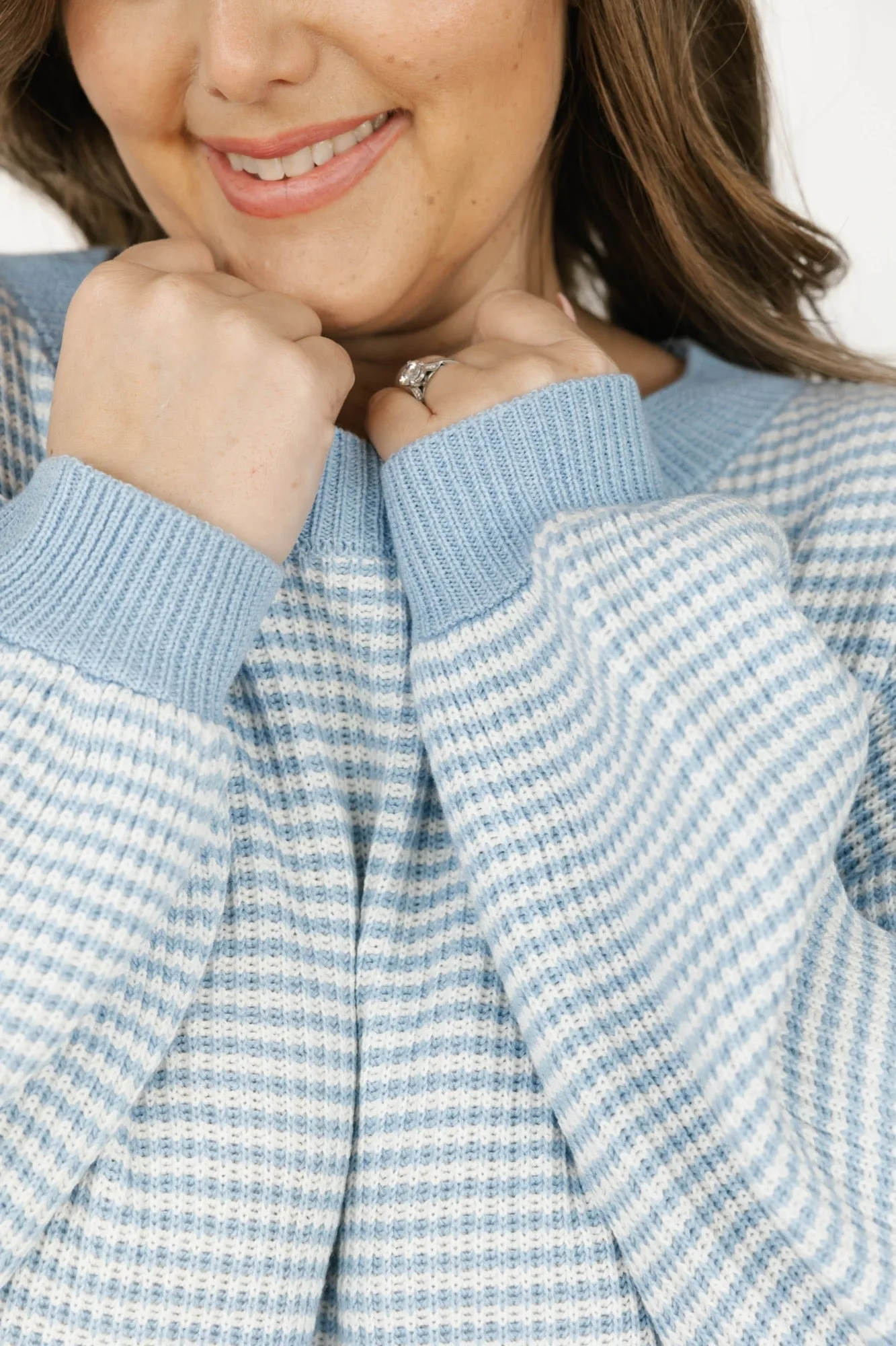 Clara Sweater in Blue/Ivory Stripe