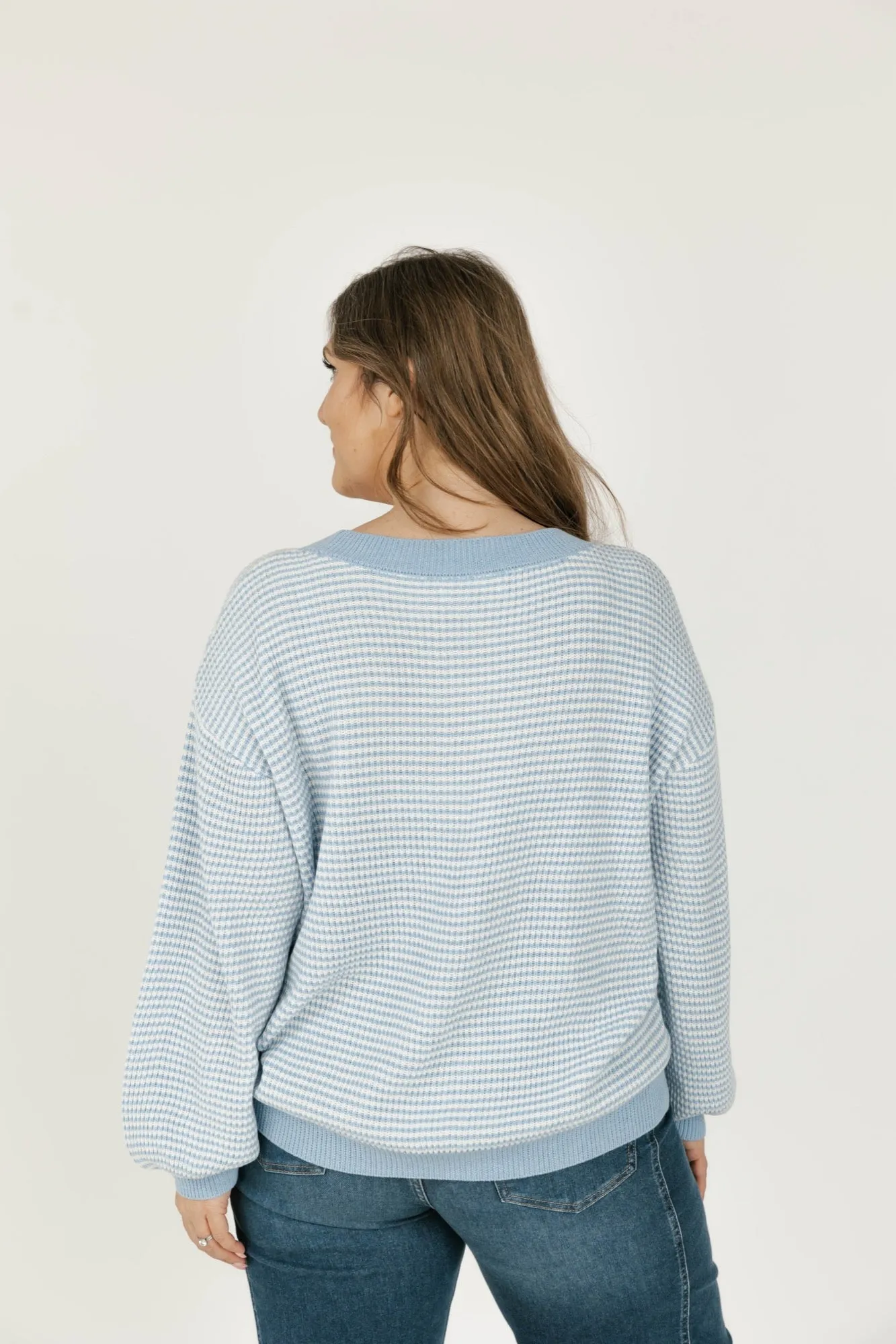 Clara Sweater in Blue/Ivory Stripe