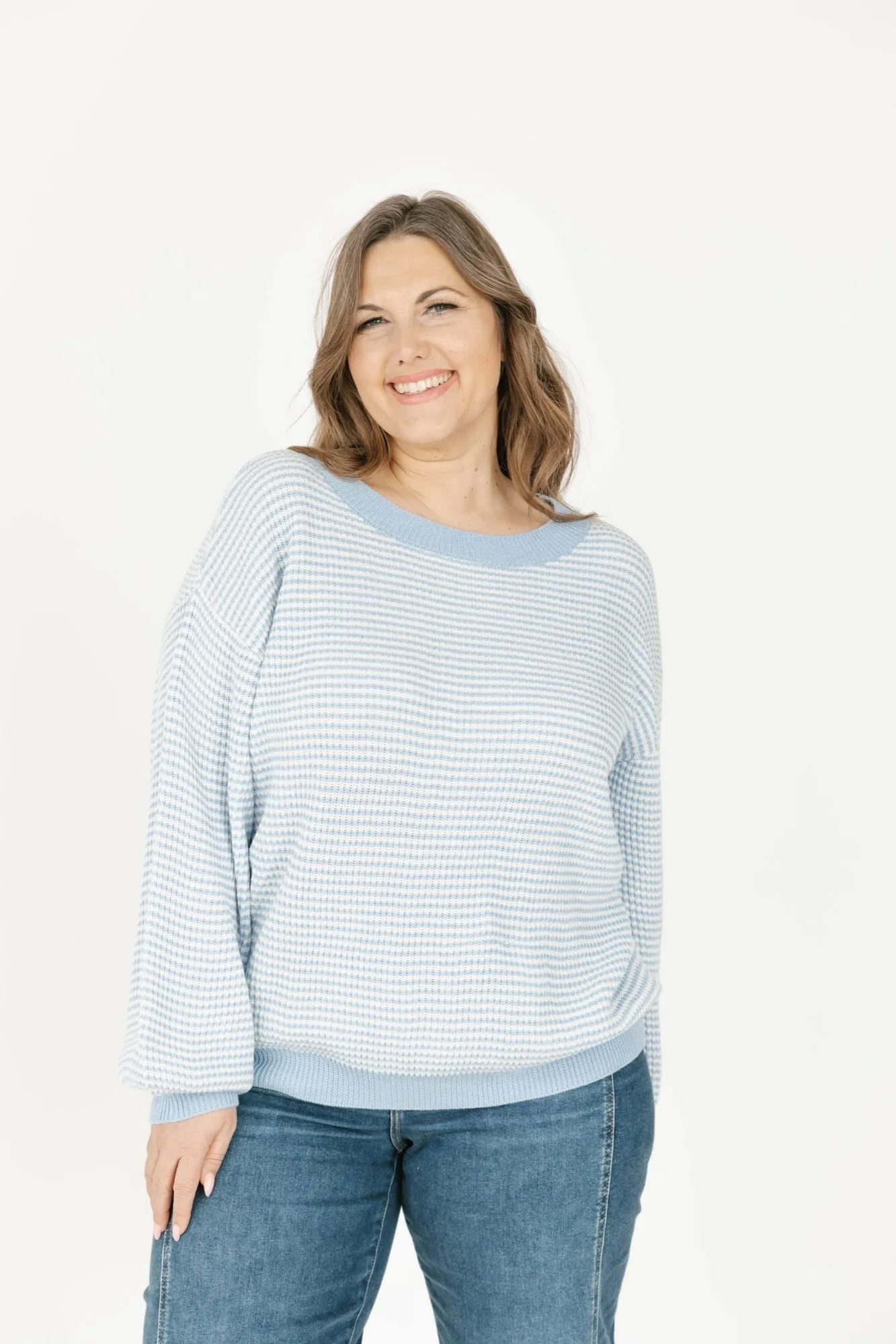 Clara Sweater in Blue/Ivory Stripe