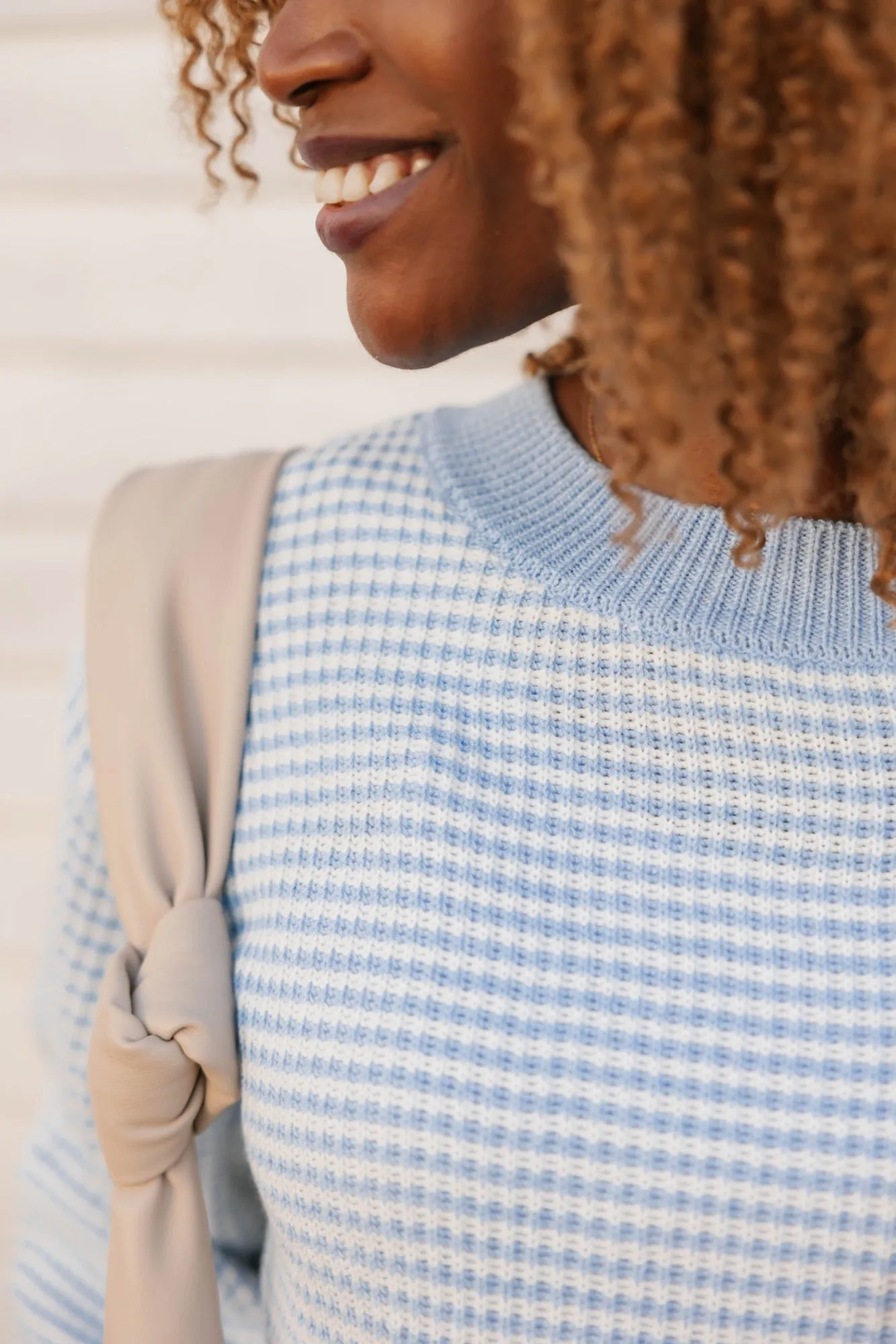 Clara Sweater in Blue/Ivory Stripe