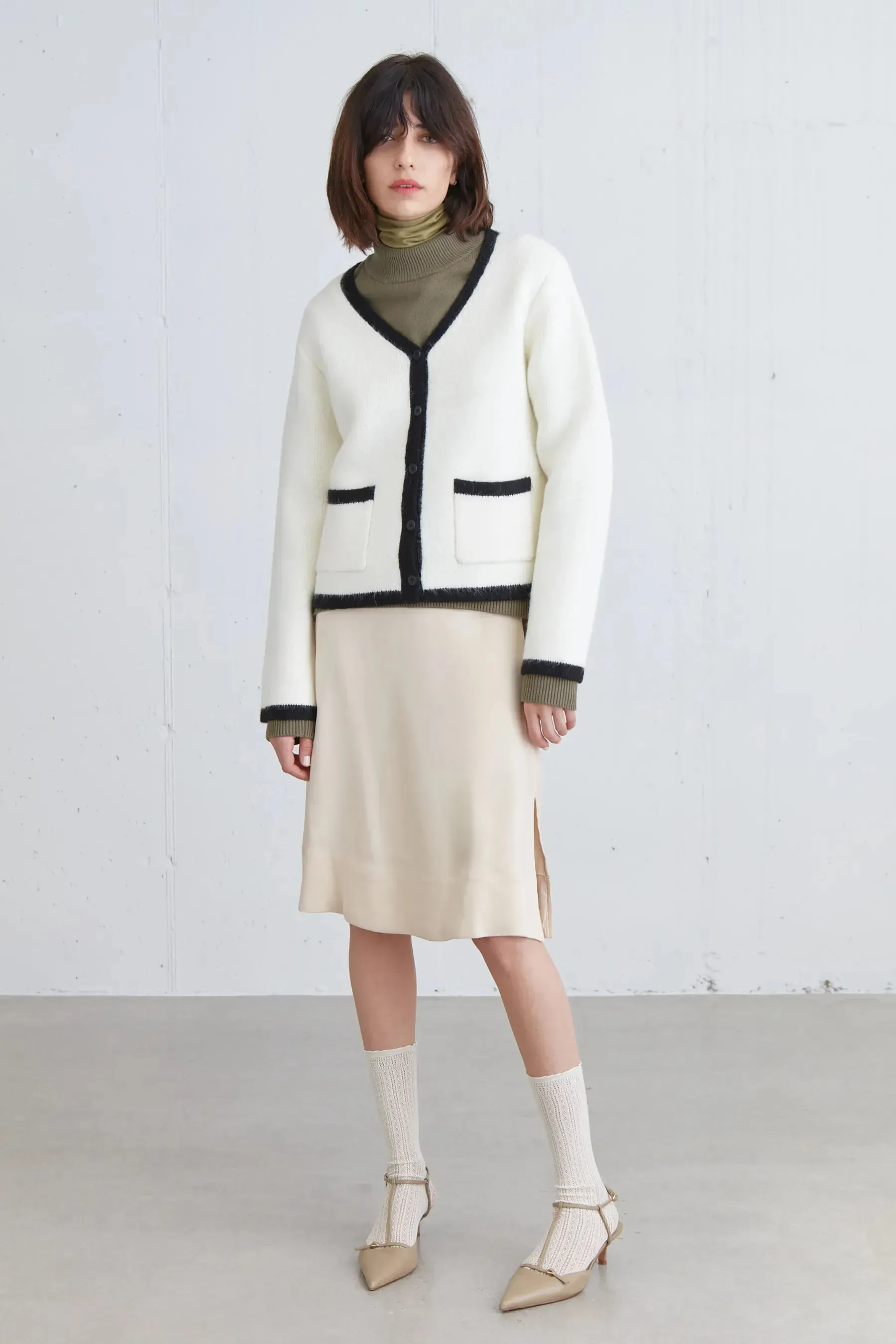 Contrast Trim Button up Cardigan