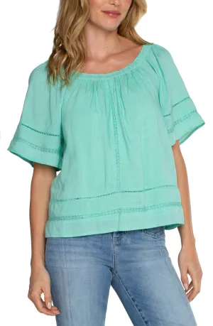 Cropped Bell Sleeve Woven Top - SALE