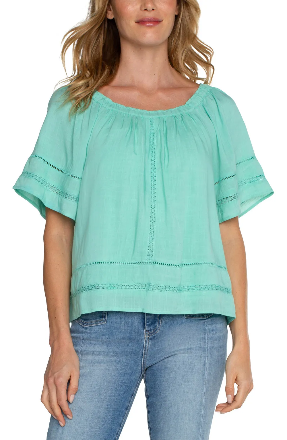 Cropped Bell Sleeve Woven Top - SALE