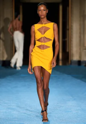 Cut Out Button Mini Dress