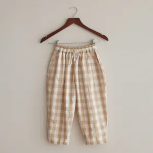 Dark Khaki Plaid Print Pants by Mes Kids Des Fleurs