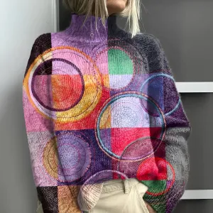 DELILAH - COLOURBLOCK KNITTED TURTLENECK SWEATER