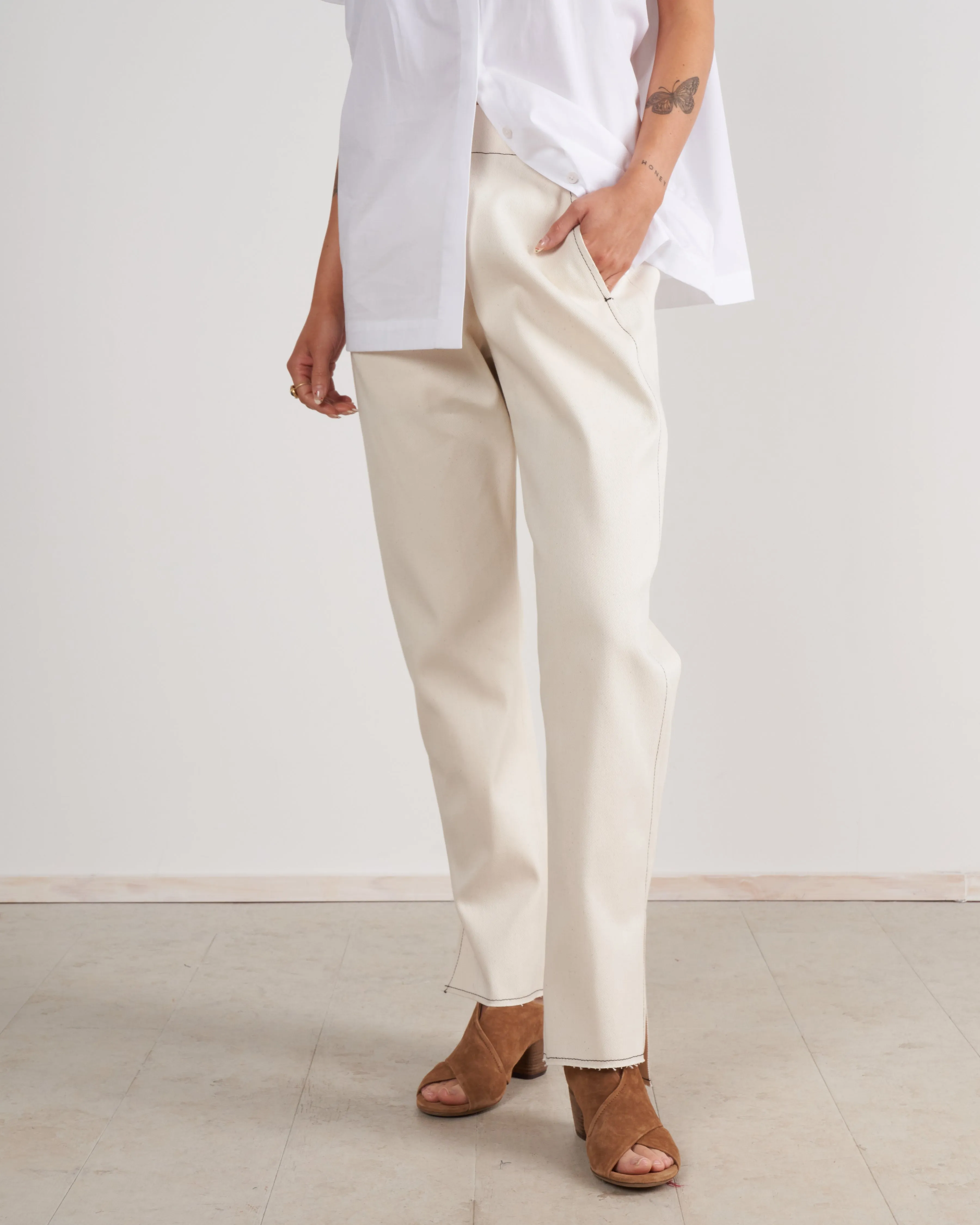 denim elli pant - ecru eco denim