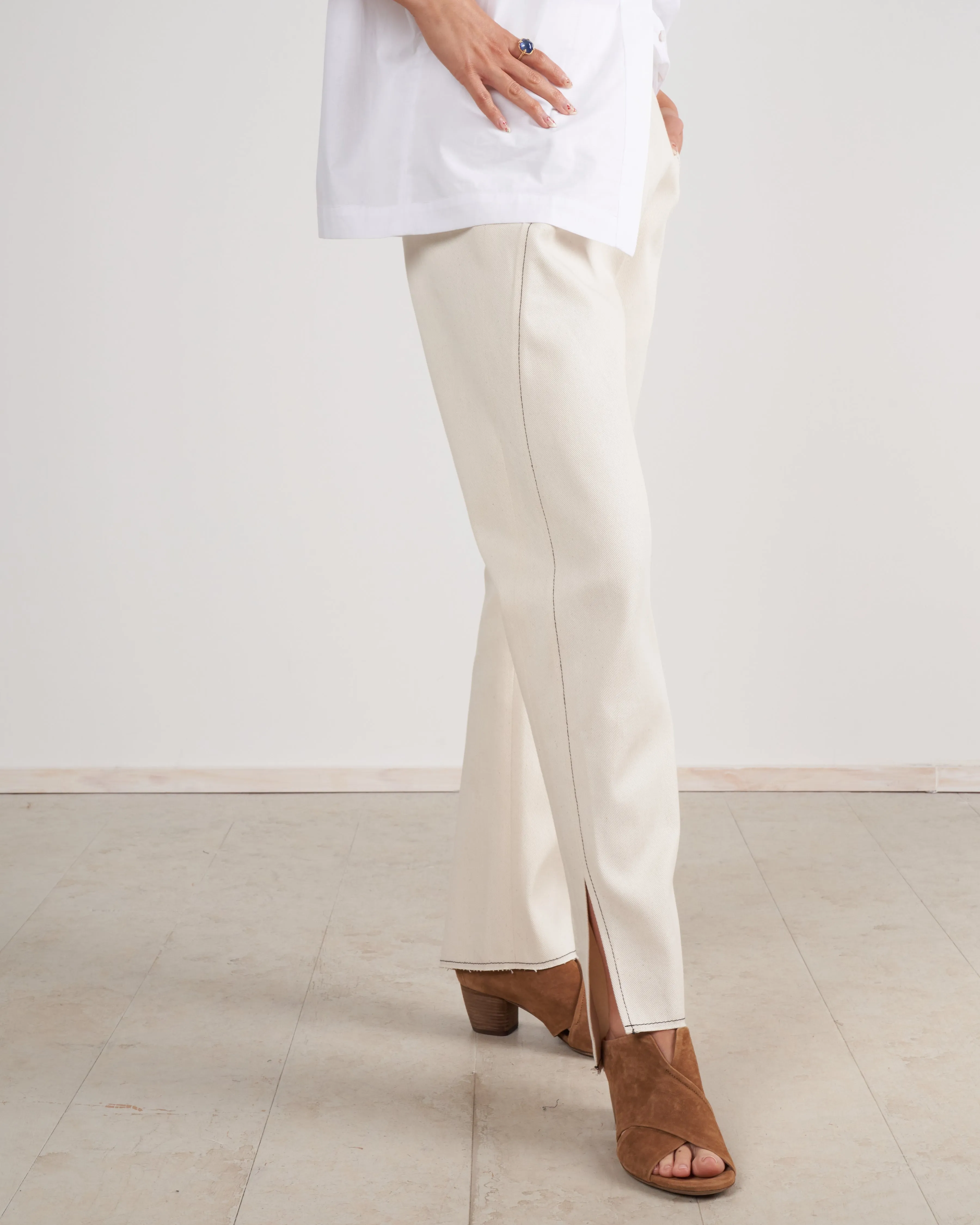 denim elli pant - ecru eco denim