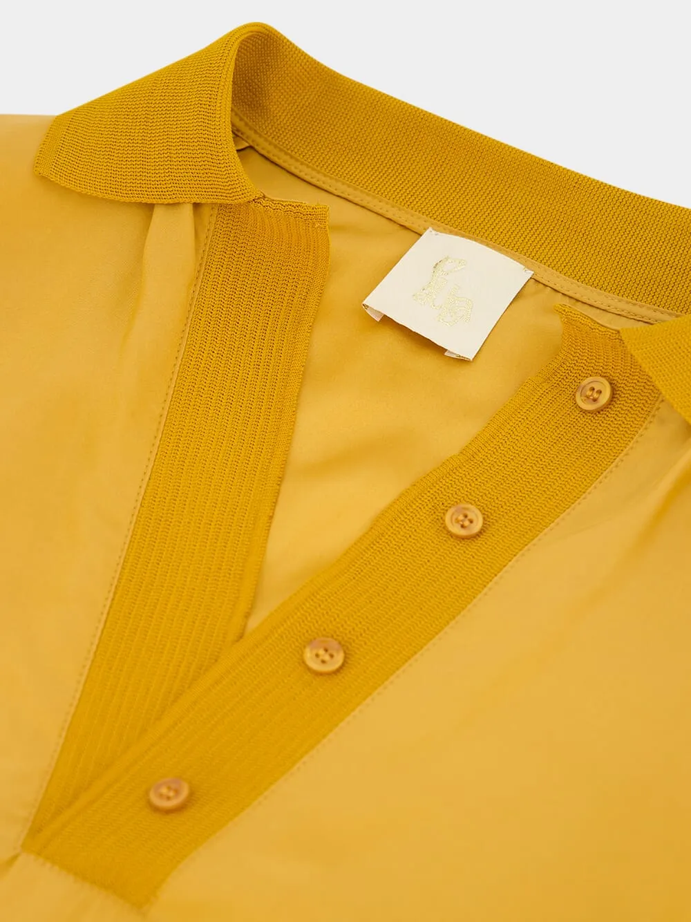 Diane Mustard Silk V-Neck Blouse