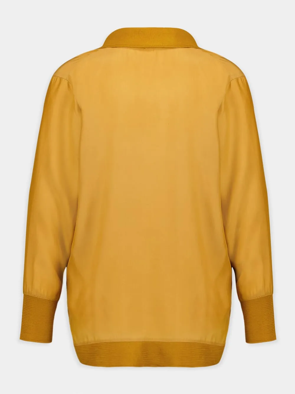Diane Mustard Silk V-Neck Blouse