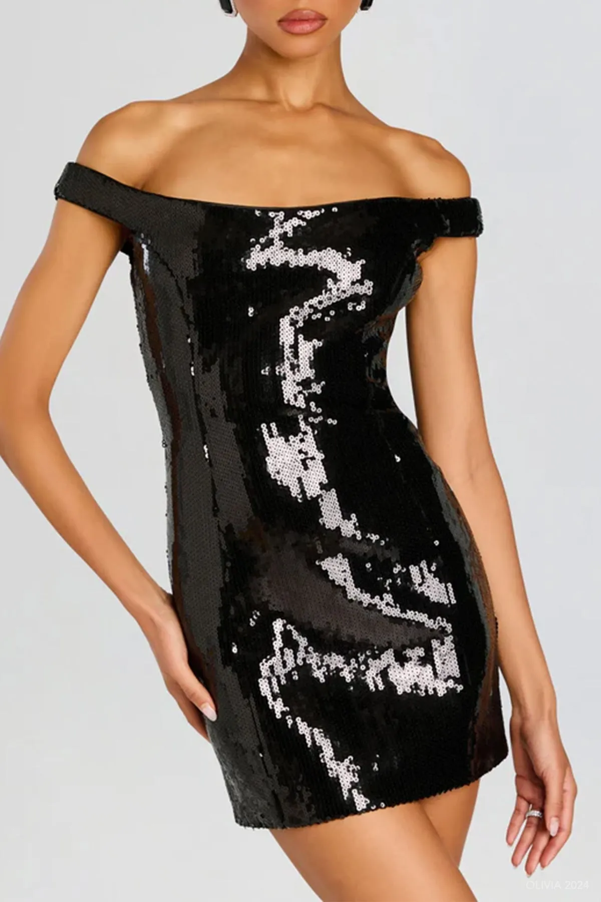 Dianne Sequin Mini Dress in Black