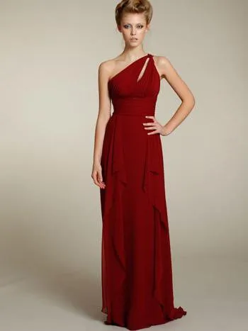 Elegant One Shoulder Long Chiffon Prom Dress-322695