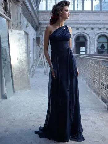 Elegant One Shoulder Long Chiffon Prom Dress-322695