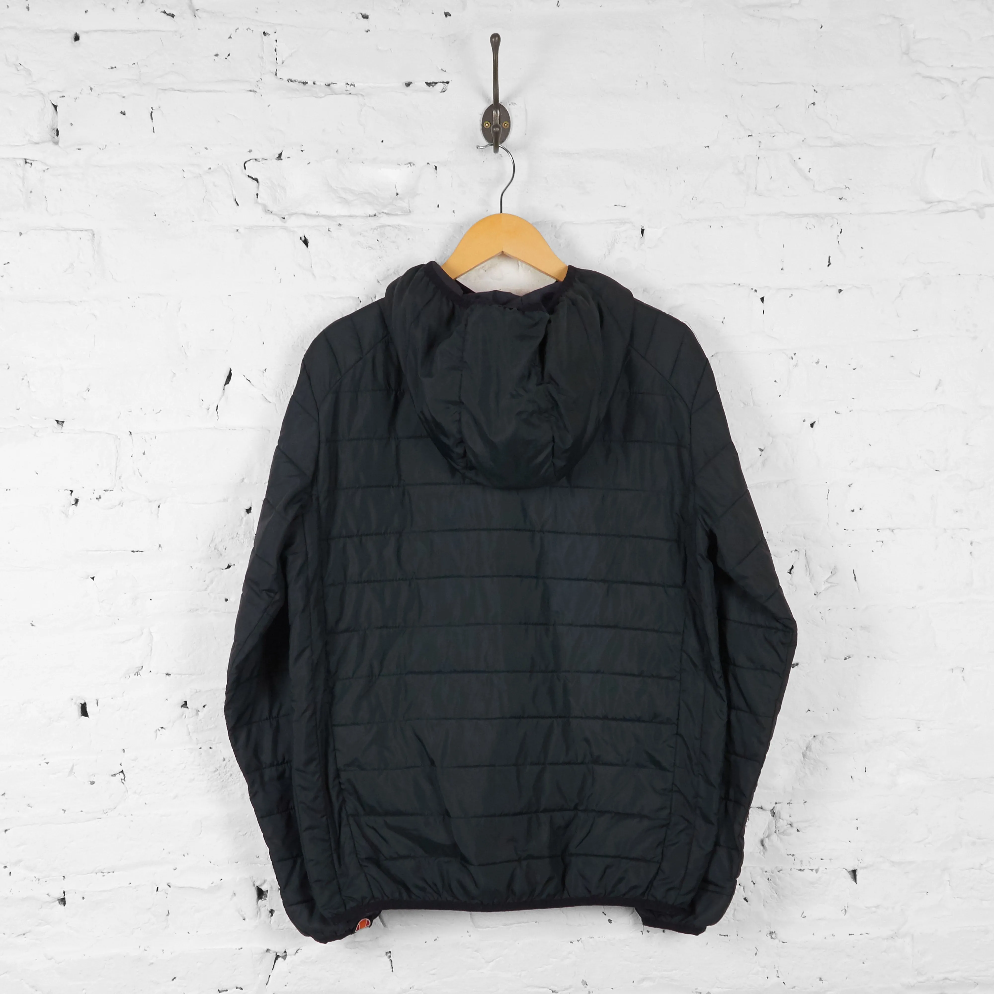 Ellesse Quilted Hooded Jacket Coat - Black - M
