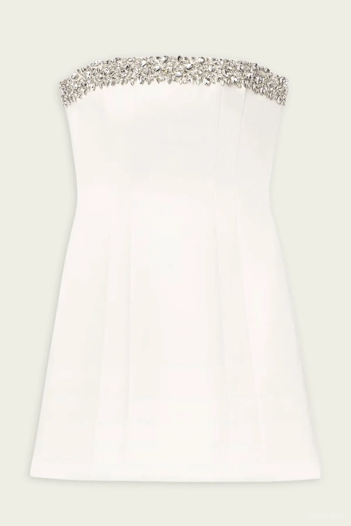 Elsie Strapless Embellished Mini Dress in White