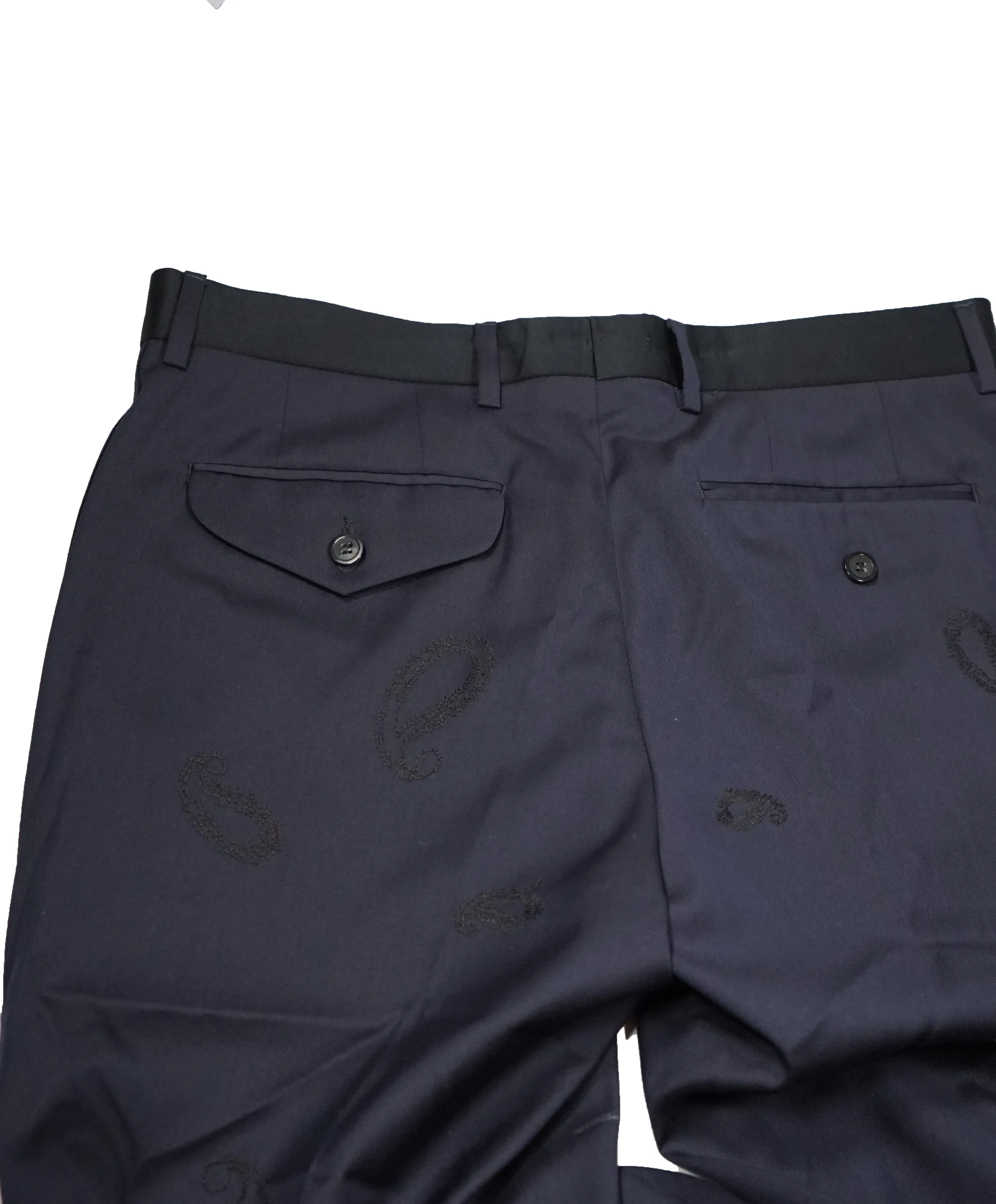 EMPORIO ARMANI - Stripe Embroidered Paisley Trousers - 30W