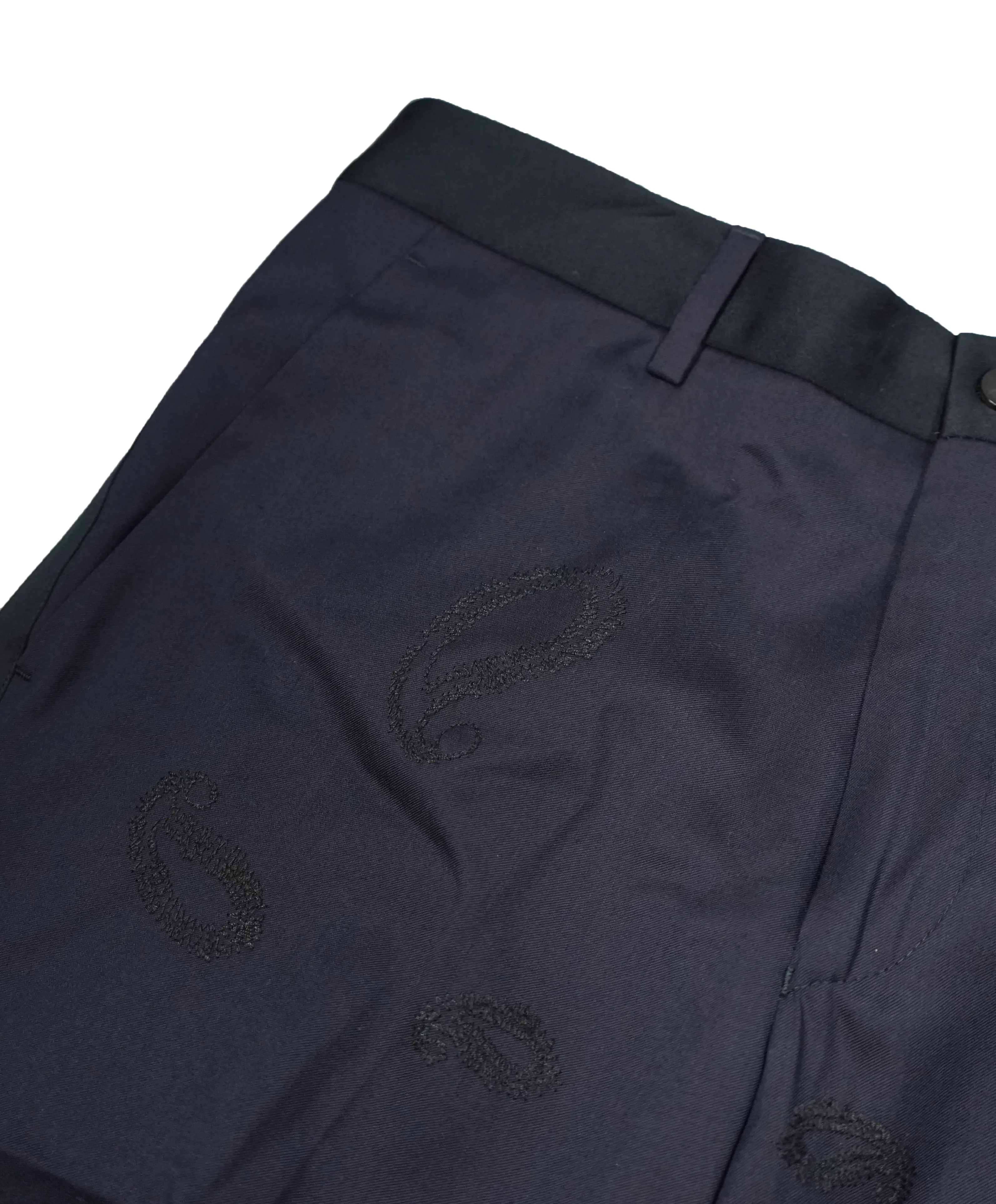 EMPORIO ARMANI - Stripe Embroidered Paisley Trousers - 30W