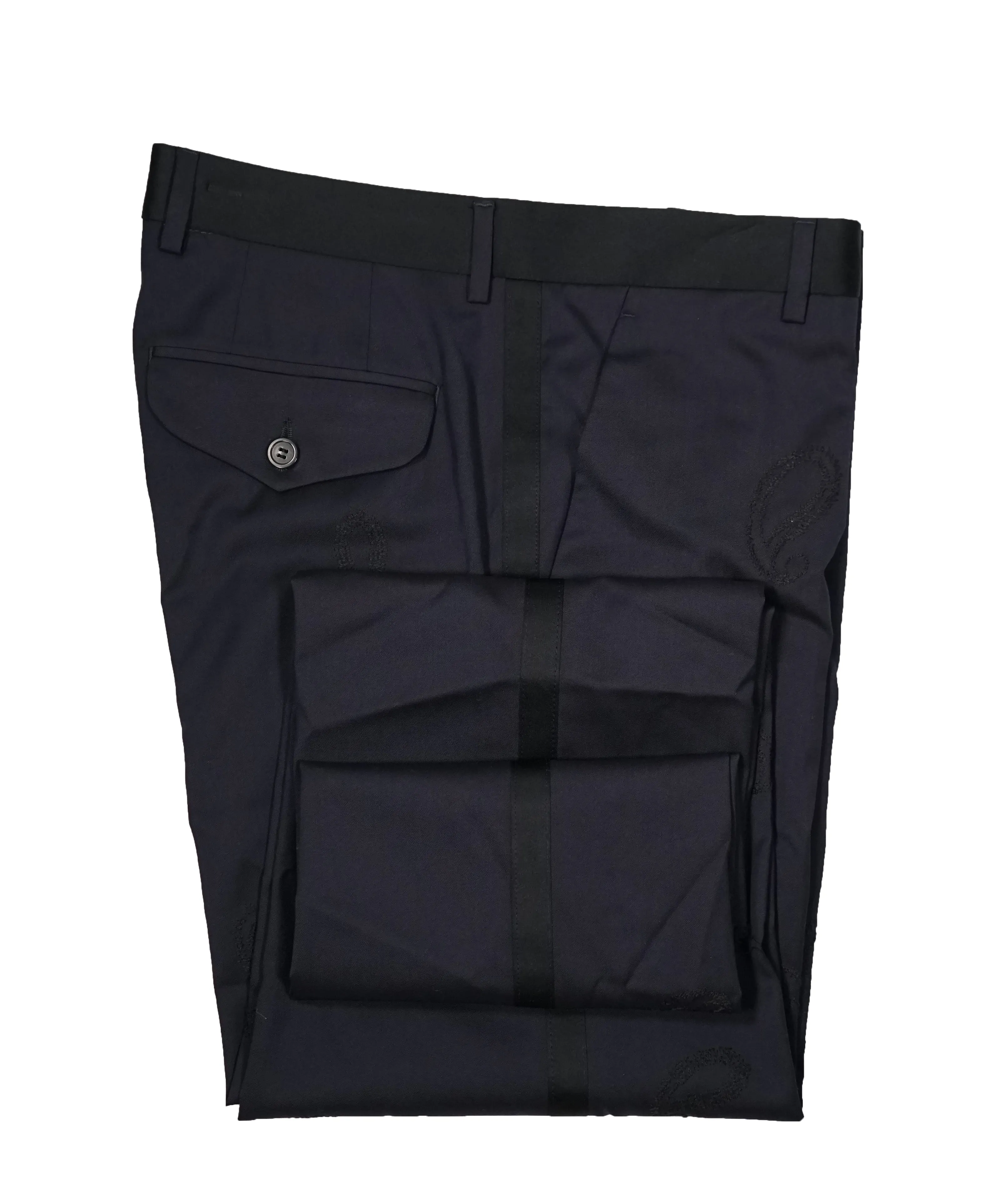 EMPORIO ARMANI - Stripe Embroidered Paisley Trousers - 30W