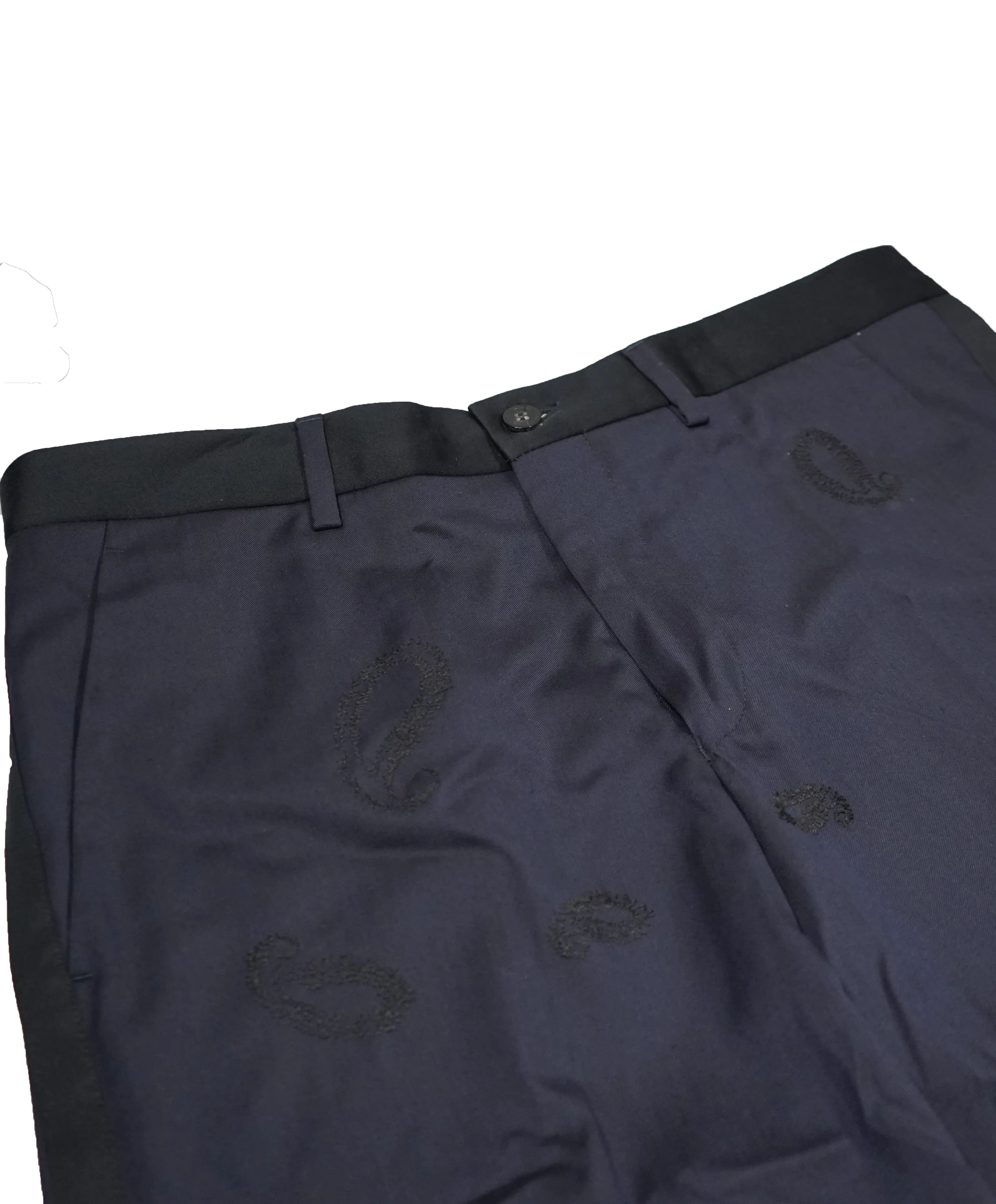 EMPORIO ARMANI - Stripe Embroidered Paisley Trousers - 30W
