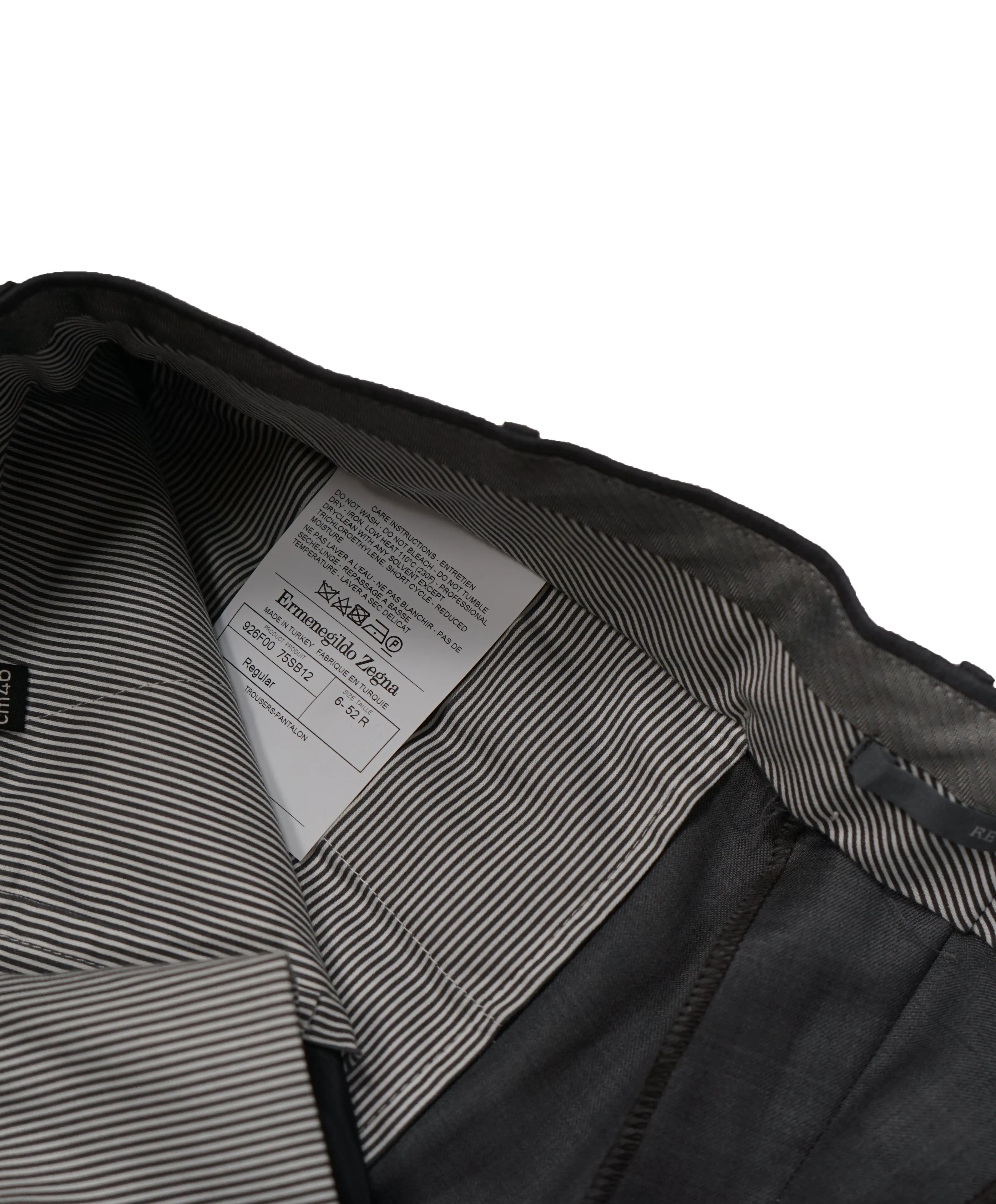 ERMENEGILDO ZEGNA - Medium Gray “TROFEO" Flat Front Wool Trousers  - 35W