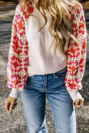 Erya Flower Element Openwork Round Neck Sweater