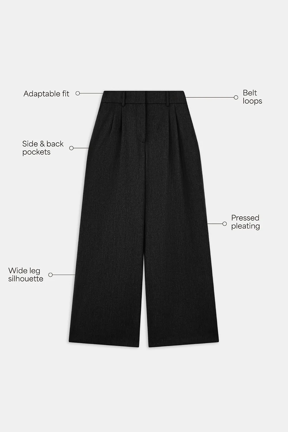 EVERYDAY TAILORING ADJUSTABLE WIDE LEG TROUSERS - BLACK