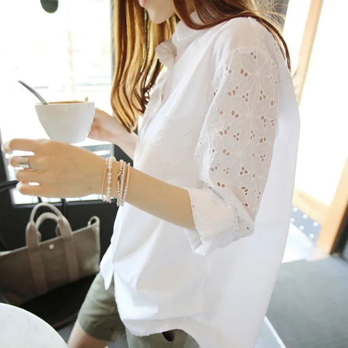 Fashion Casual Women Blouses Women Shirts Female Lace Blouse Ladies Top