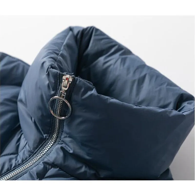 Fashion Warm Coat Blue Casual Slim Puffer Jacket