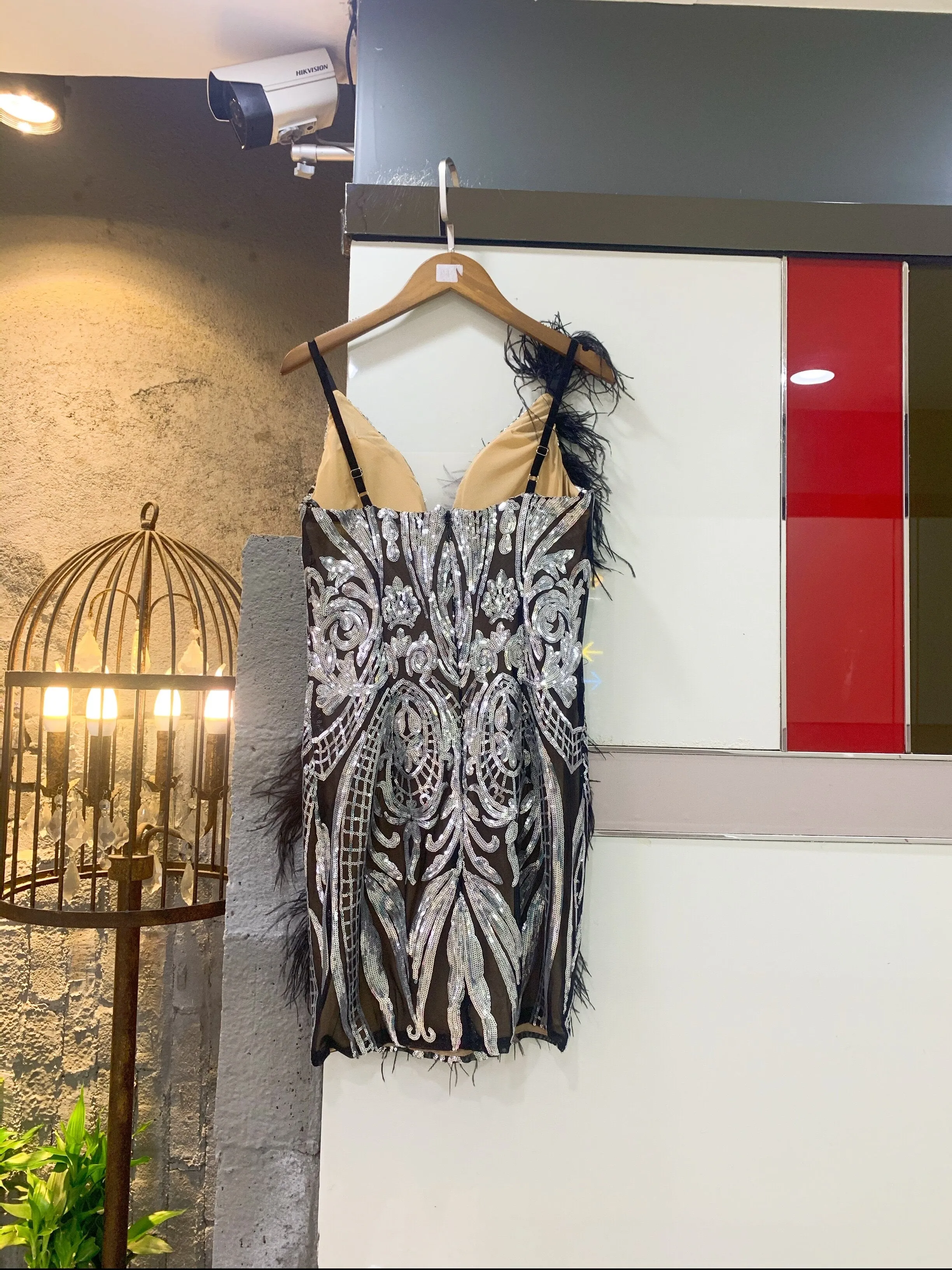Feather Mesh  Bodycon Bandage Dress
