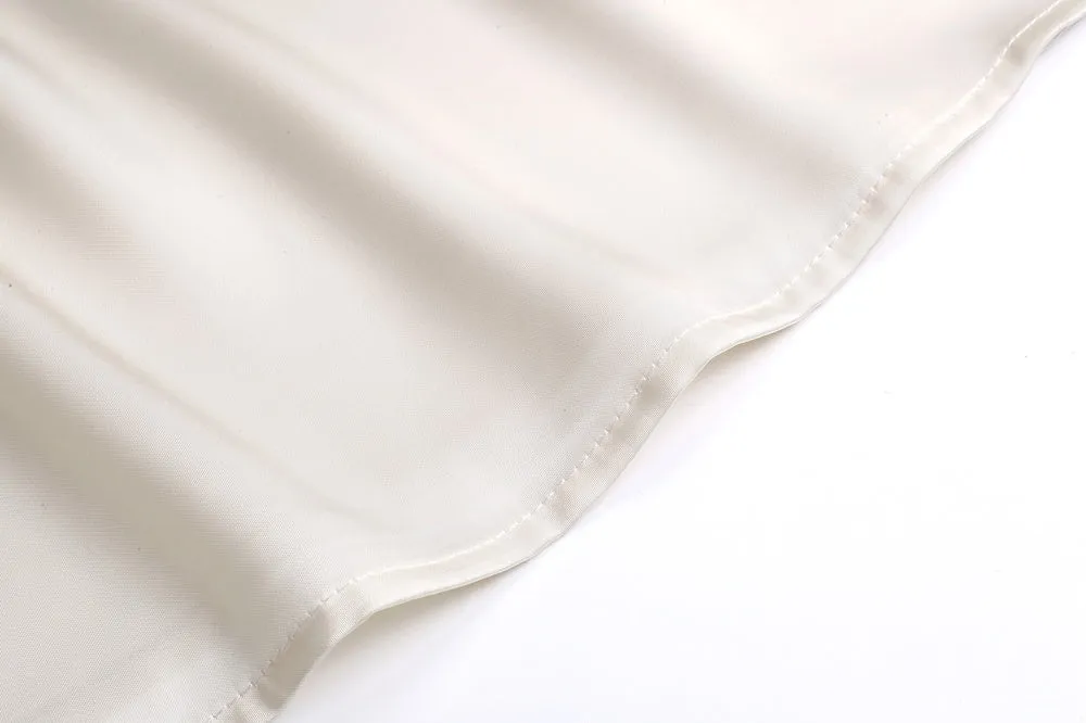 Feminine Solid Color Satin Blouse with Lace Details