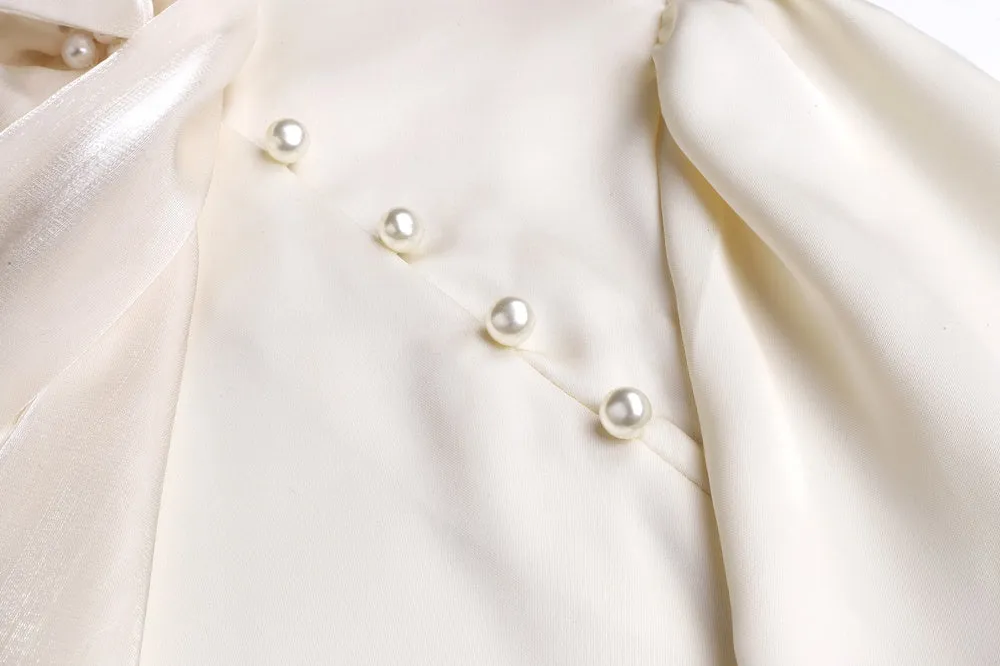 Feminine Solid Color Satin Blouse with Lace Details
