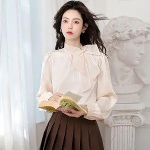Feminine Solid Color Satin Blouse with Lace Details