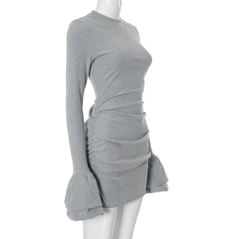 Flare Cuff Long Sleeve Sweater Dress
