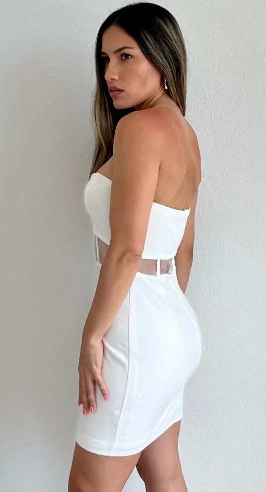 Flirty Inspiration White Bodycon Mini Dress