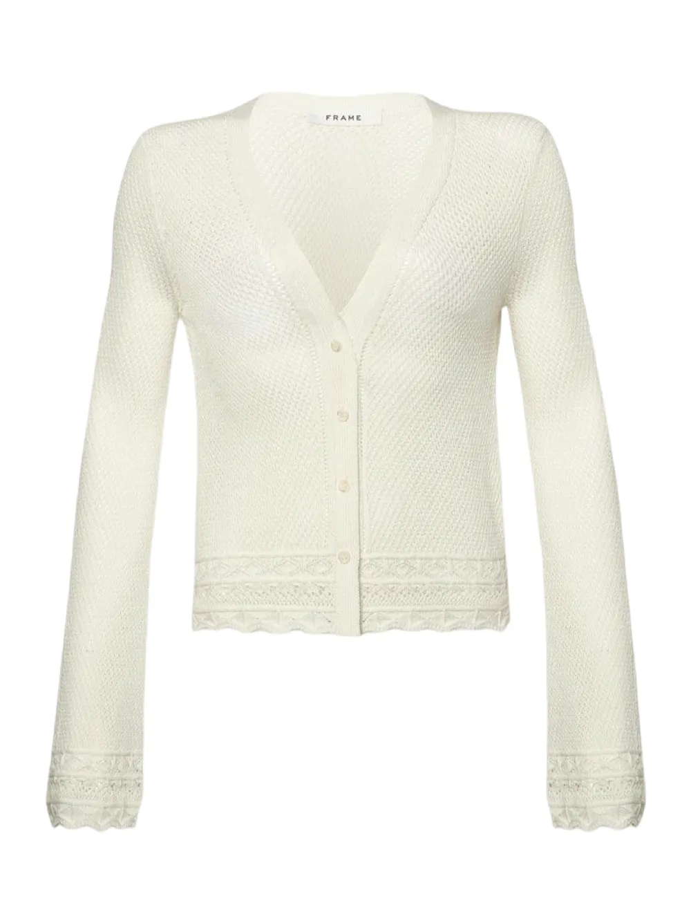 Frame Pointelle Cardi in Cream