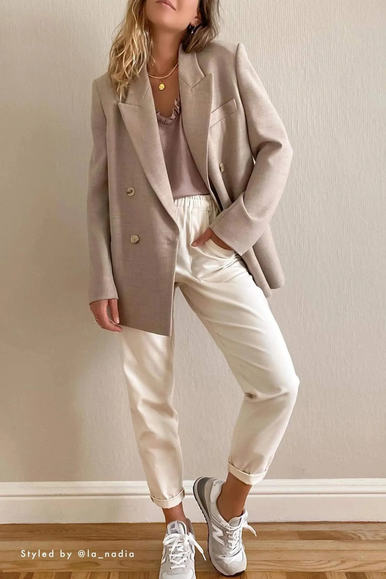 Front Detail Organic Cotton Long Trousers | Cream