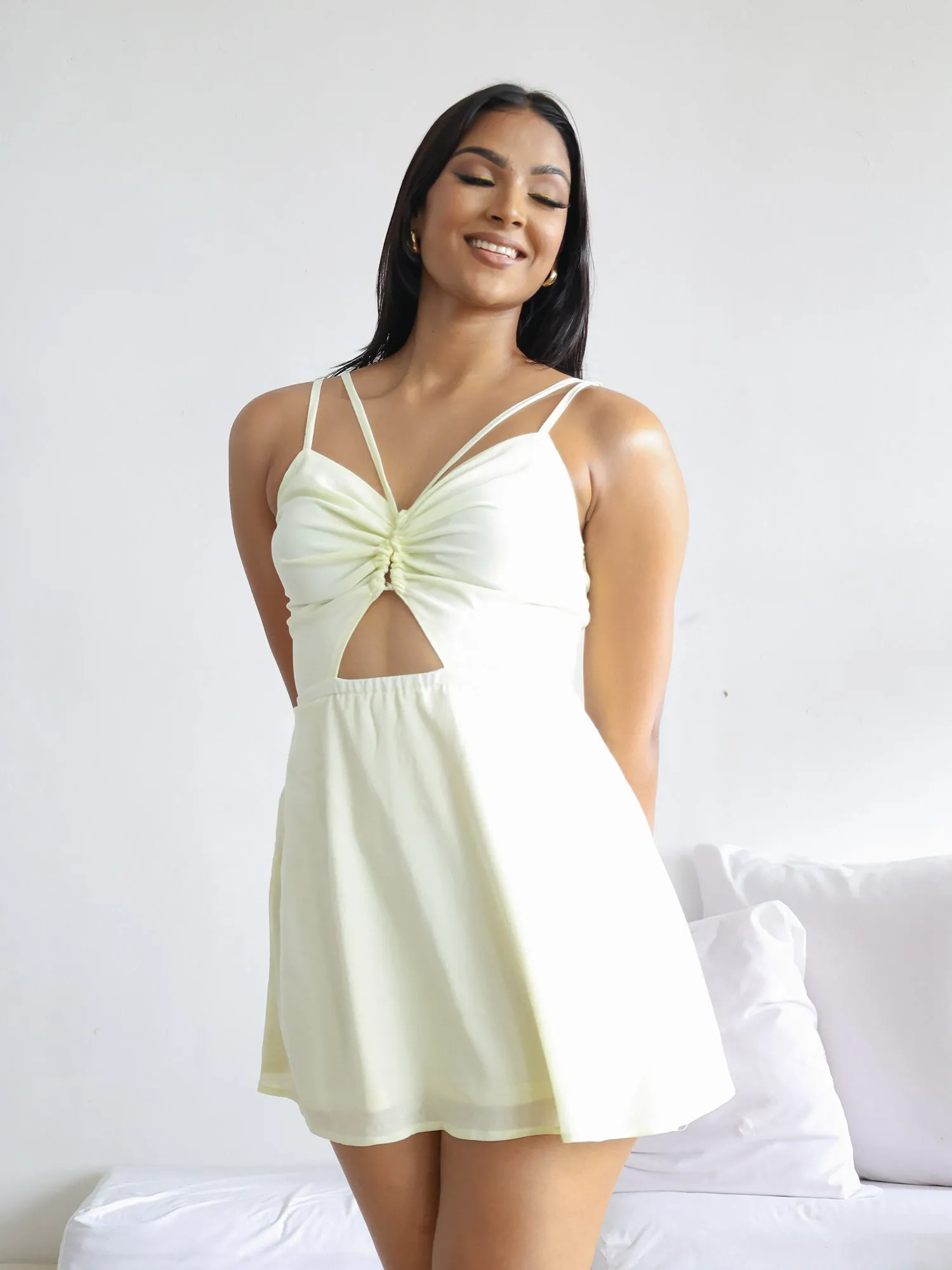 Front Tie-Up Mini Dress