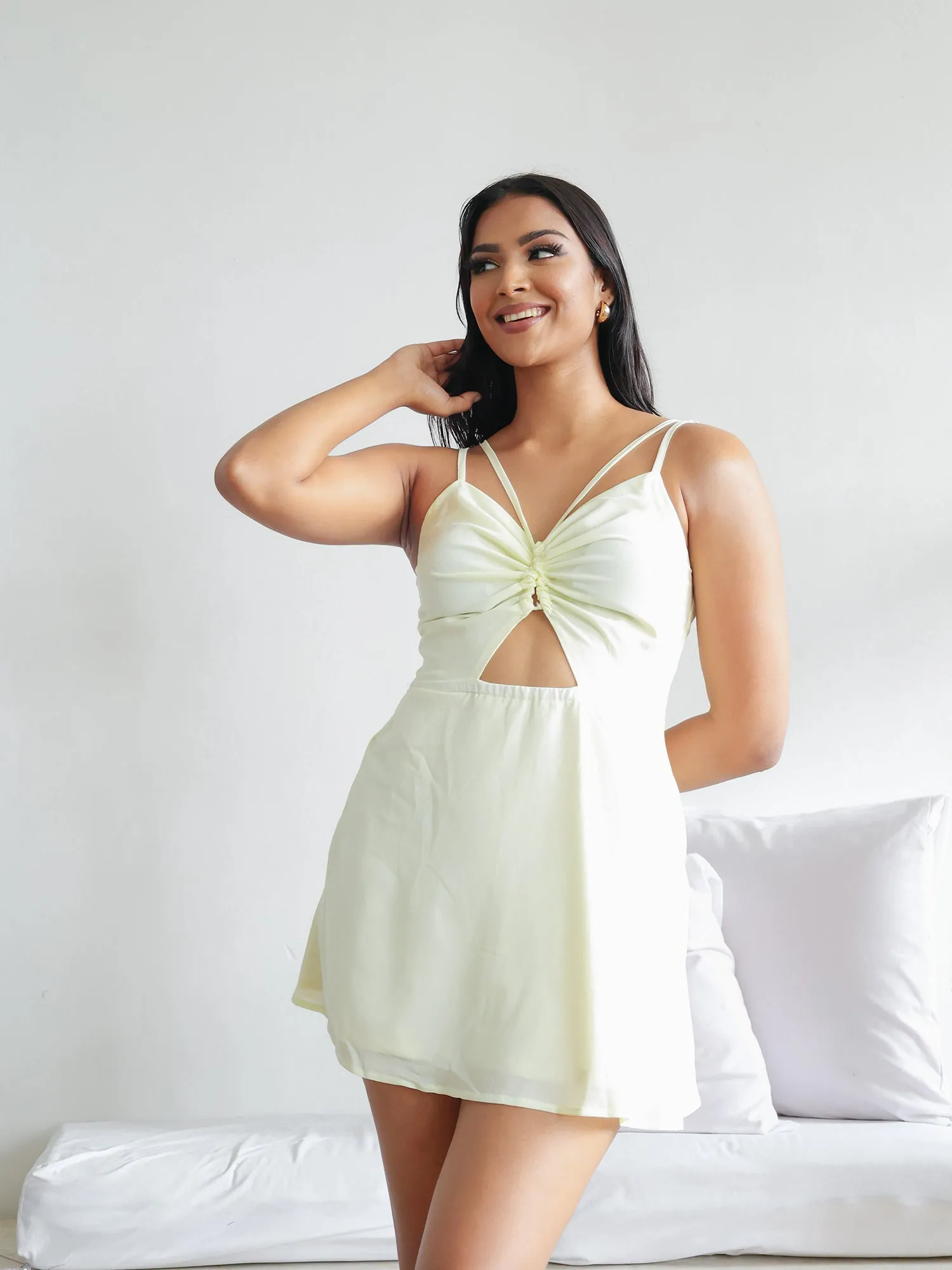 Front Tie-Up Mini Dress