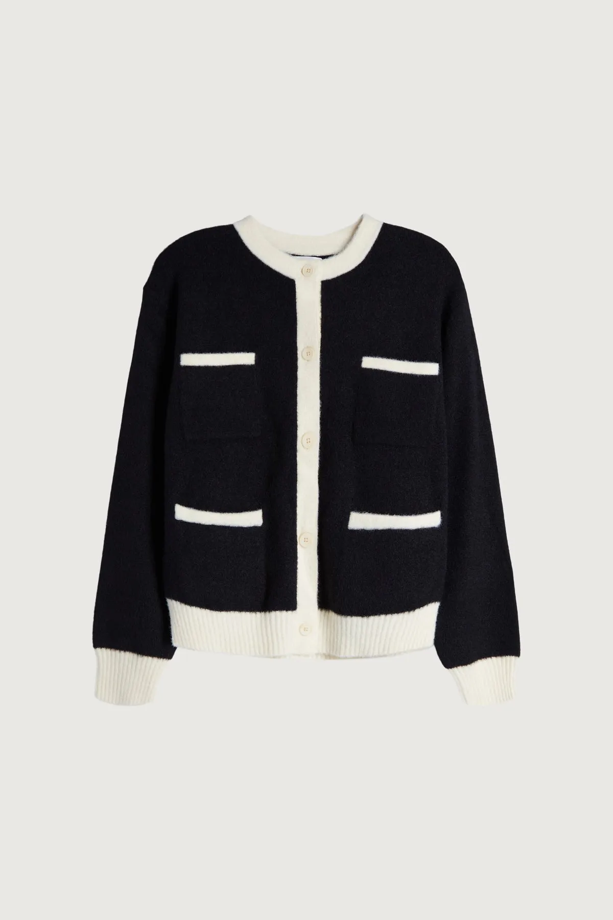 Fuzzy Color Block Cardigan